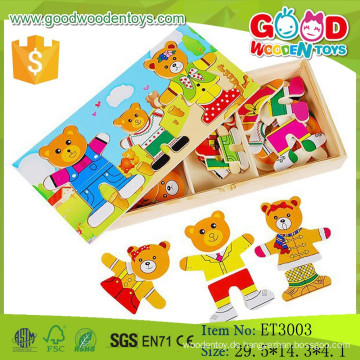 ET3003 Beliebte Bär Familie Kleid Holz Kinder Puzzle Spielzeug